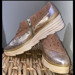 Papucei Platform loafers Brown metallic antique gold leather Shoes Extravagant